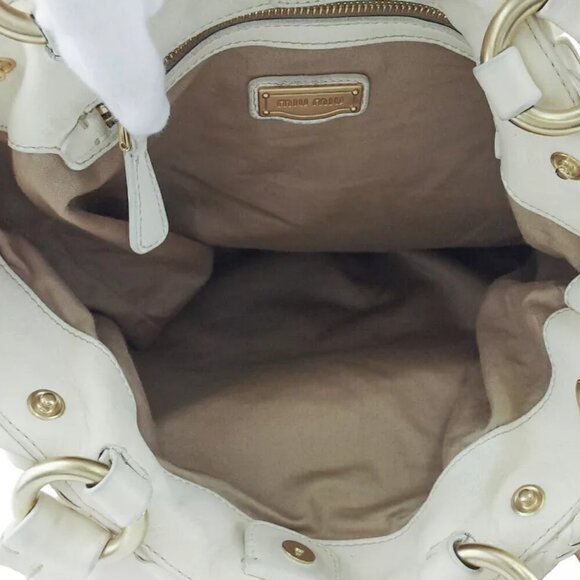 miu miu tote bag Intetcho beige leather Authentic - Picture 9 of 10
